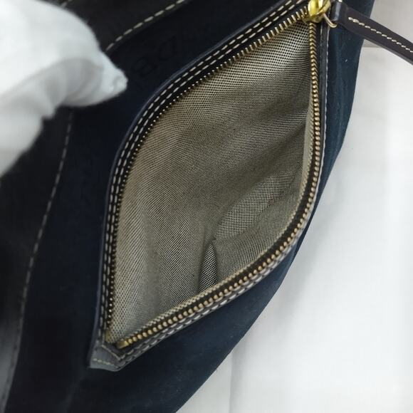 Dooney & Bourke Dark Blue Canvas DB Printed Buckle Pocket Zipper Tote Bag - Picture 16 of 16